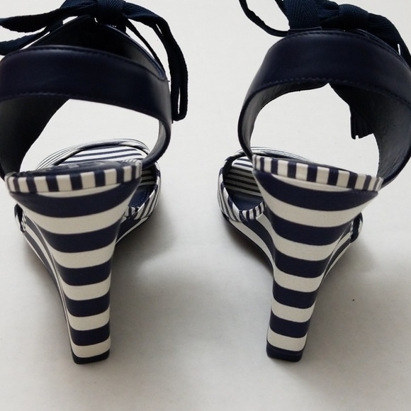 Tory Burch Nautical Strips Wedge Sandal - Picture 4 of 8